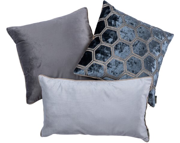 BOHOLOGY Šedý set tří povlaků na polštář Hexagon