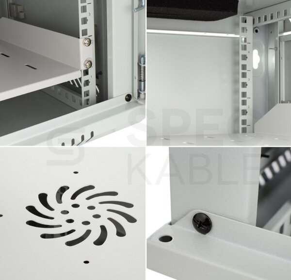 RACK skříň závěsná NEKU TS 19" 6U 350mm, sv. šedá, k samosestavení
