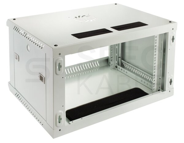 RACK skříň závěsná NEKU TS 19" 6U 350mm, sv. šedá, k samosestavení