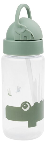 Zelená plastová láhev s brčkem Done by Deer Croco 350 ml