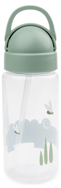 Zelená plastová láhev s brčkem Done by Deer Croco 350 ml
