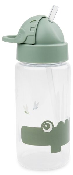 Zelená plastová láhev s brčkem Done by Deer Croco 350 ml