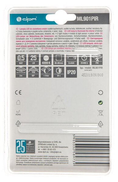 LED orientační svítidlo DPM ML901PIR se senzorem pohybu a soumrakovým čidlem
