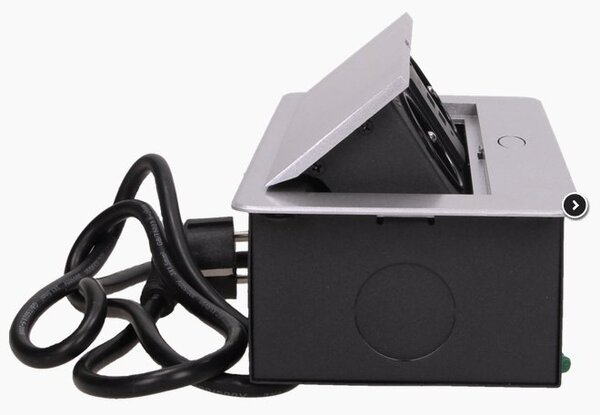 Výklopný blok zapuštěný ORNO OR-AE-13126/G, 2x 230V a 2x USB, stříbrný