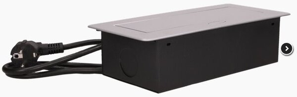 Výklopný blok zapuštěný ORNO OR-AE-13126/G, 2x 230V a 2x USB, stříbrný