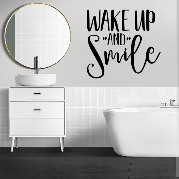 Živá Zeď Samolepka Nápis Wake up and Smile Barva: černá