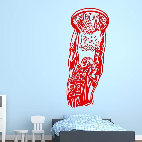 Živá Zeď Samolepka Michael Jordan Barva: růžová, Velikost: 60 x 25 cm