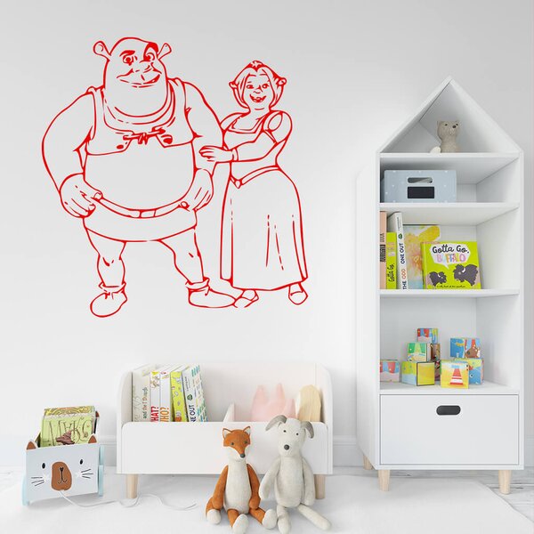 Živá Zeď Samolepka Shrek a Fiona Barva: černá