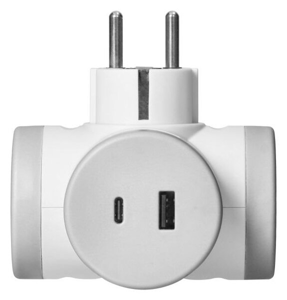 Rozbočovací zásuvka ORNO OR-AE-13281/G s USB nabíječkou, bílo-šedá
