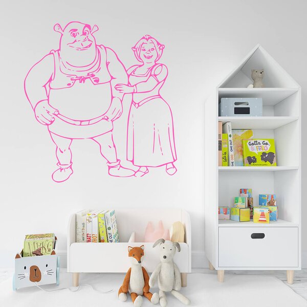 Živá Zeď Samolepka Shrek a Fiona Barva: černá