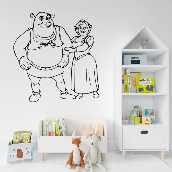 Živá Zeď Samolepka Shrek a Fiona Barva: černá