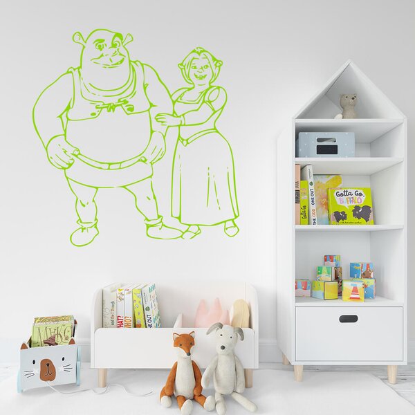 Živá Zeď Samolepka Shrek a Fiona Barva: černá