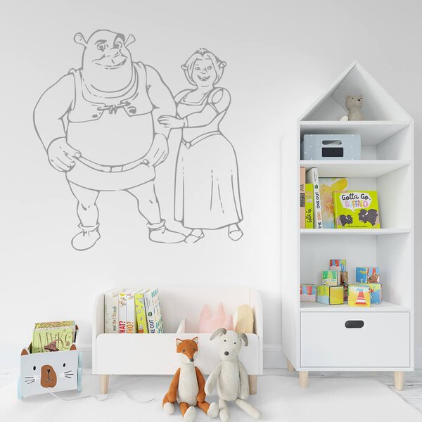 Živá Zeď Samolepka Shrek a Fiona Barva: černá