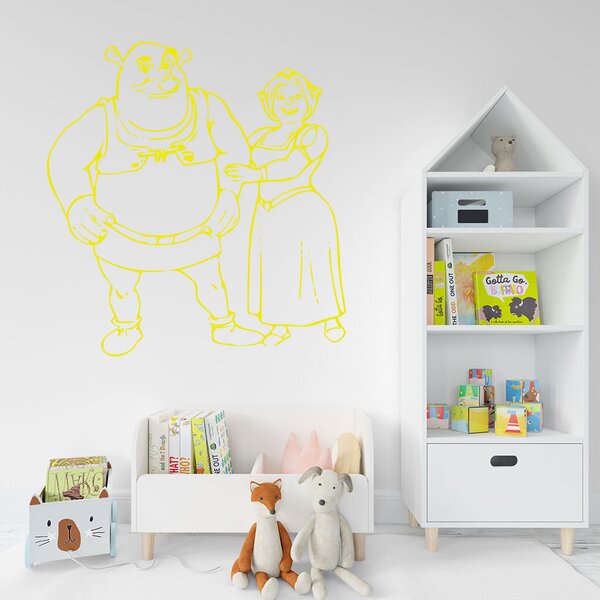 Živá Zeď Samolepka Shrek a Fiona Barva: černá