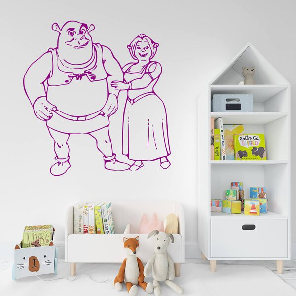 Živá Zeď Samolepka Shrek a Fiona Barva: černá