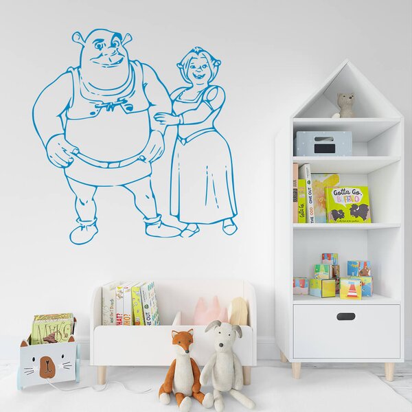 Živá Zeď Samolepka Shrek a Fiona Barva: černá