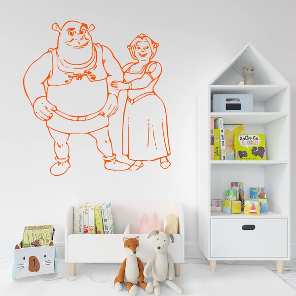 Živá Zeď Samolepka Shrek a Fiona Barva: černá