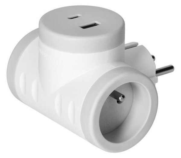 Rozbočovací zásuvka ORNO OR-AE-13281/G s USB nabíječkou, bílo-šedá