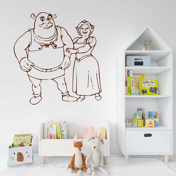 Živá Zeď Samolepka Shrek a Fiona Barva: černá
