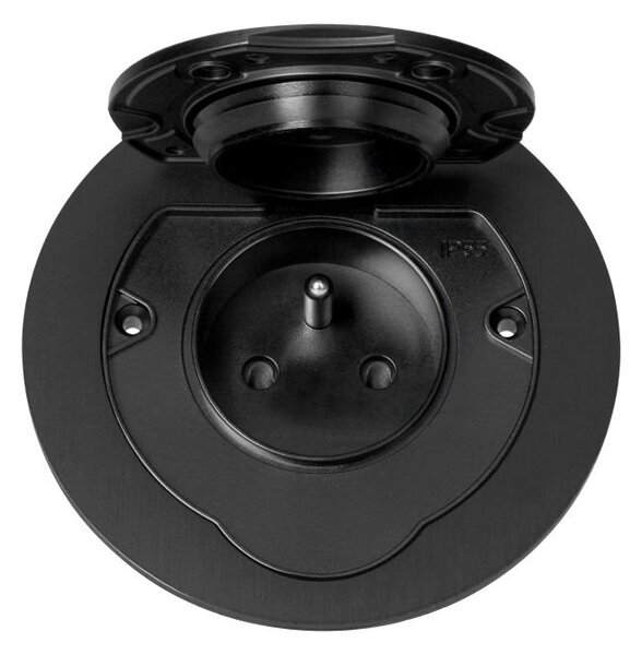 Zapuštěná zásuvka s víčkem, hermeticky uzavřená ORNO OR-GM-9030/B, nerez IP55, černá