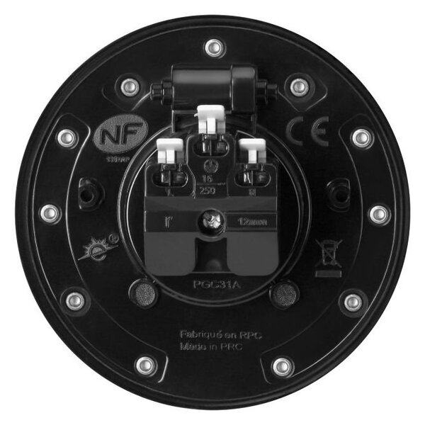 Zapuštěná zásuvka s víčkem, hermeticky uzavřená ORNO OR-GM-9030/B, nerez IP55, černá