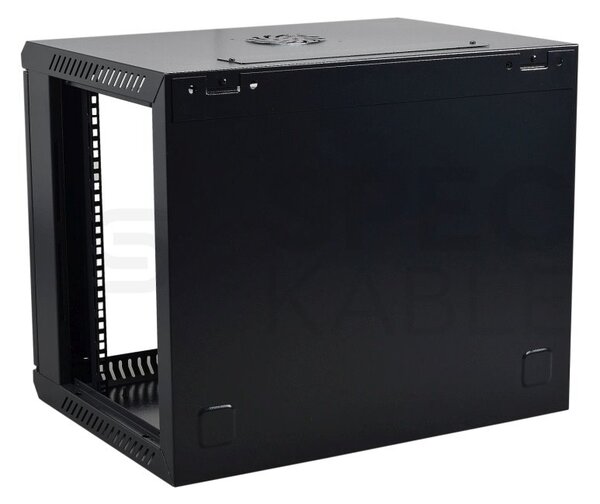 RACK skříň závěsná NEKU 19" 9U 600mm, dveře sklo, k samosestavení, černá