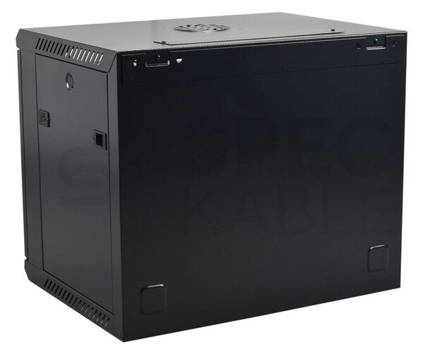 RACK skříň závěsná NEKU 19" 9U 600mm, dveře sklo, k samosestavení, černá