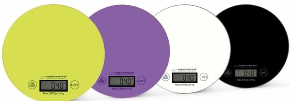 Kuchňská váha Esperanza Mango 5kg/1g, bílá, kulatá