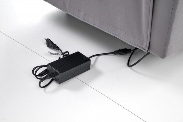 TV křeslo SEMIR s elektrickým polohováním - látka, šedá