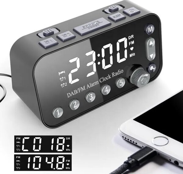 Rádiobudík Openbox CA1 DAB+/FM, 2x USB port nabíjecí, černý
