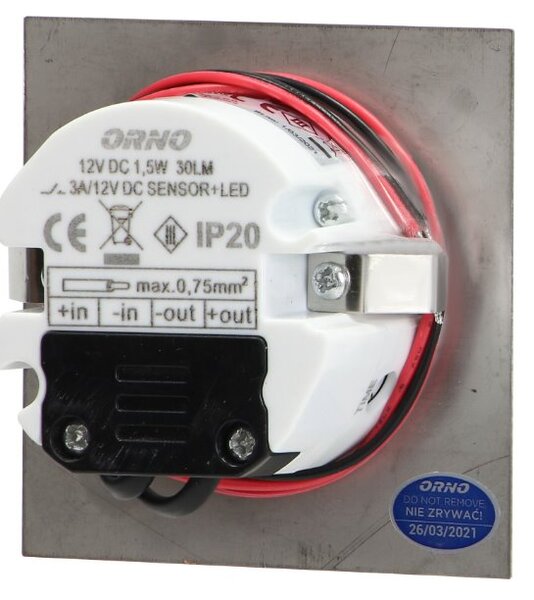 Zapuštěné schodišťové orientační svítidlo ORNO TRACO LED OR-OS-6165LR3/N 12VDC, 1,5W, 30lm, 3000K, broušená ocel