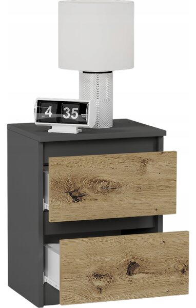 Noční stolek Reluna (antracit + artisan). Akce -16%