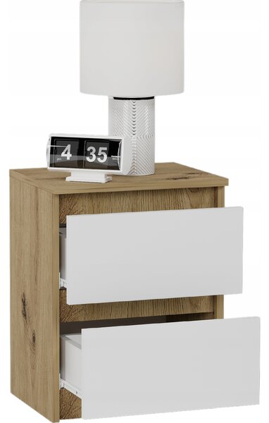 Noční stolek Reluna (artisan + bílá). Akce -16%