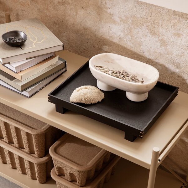 FERM LIVING Dřevěný podnos Bon Small, Smoked Oak