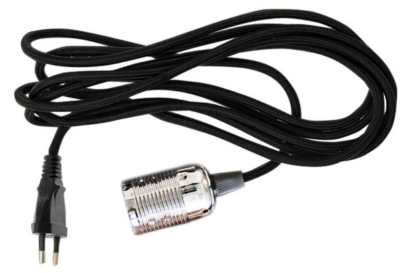 Danlamp Textilní kabel s kovovou objímkou, chrom 213