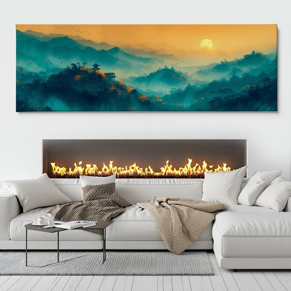 Obraz na plátně - Starý chrám Kujiro při západu slunce FeelHappy.cz Velikost obrazu (šířka x výška): 120 x 40 cm