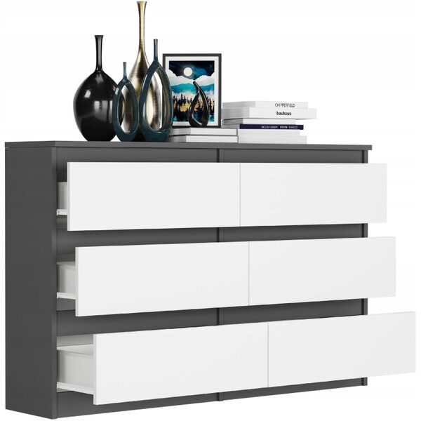 Komoda Rulux (antracit + bílá). Akce -13%