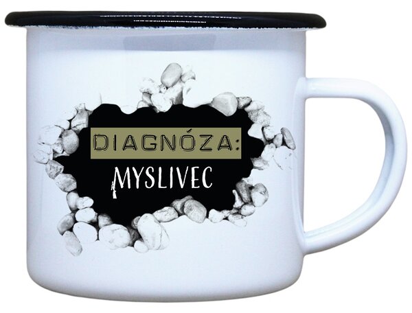 Smaltovaný hrnek plecháček Diagnóza myslivec, 330 ml