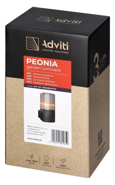 Zahradní svítidlo nástěnné ORNO PEONIA AD-OP-6581BE27PP, IP54, E27, max 15W, černá