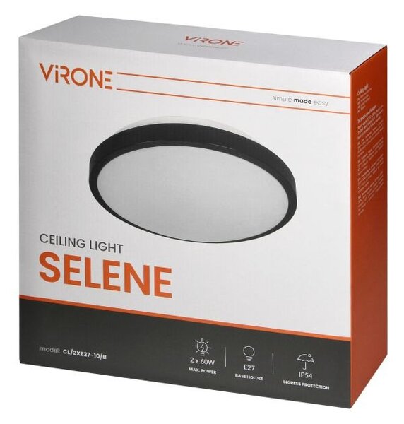 Stropní svítidlo ORNO SELENE CL/2XE27-10/B, 2xE27, max. 2x60W IP54, průměr 30,5cm, černá