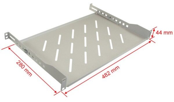 Nastavitelná police 19" 1U, hloubka 280 mm, barva šedá RAL7035
