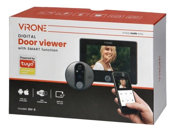 Videozvonek ORNO VIRONE DV-3, Tuya Smart, LCD 4,3"