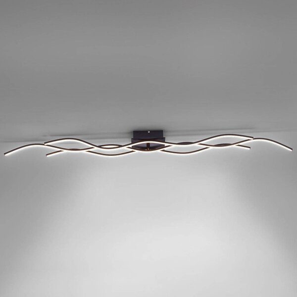 JUST LIGHT. GmbH LED stropní světlo Wave 3.000K 137,5x16cm černá, Černá, Obývací pokoj / jídelna, kov, Moderní