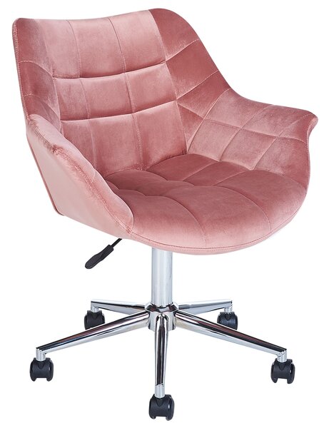 Sametová kancelářská židle růžová LABELLE