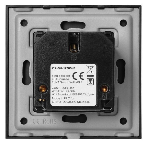 Chytrá zásuvka s TUYA ORNO OR-SH-17205/B Smart Home, černá pod omítku