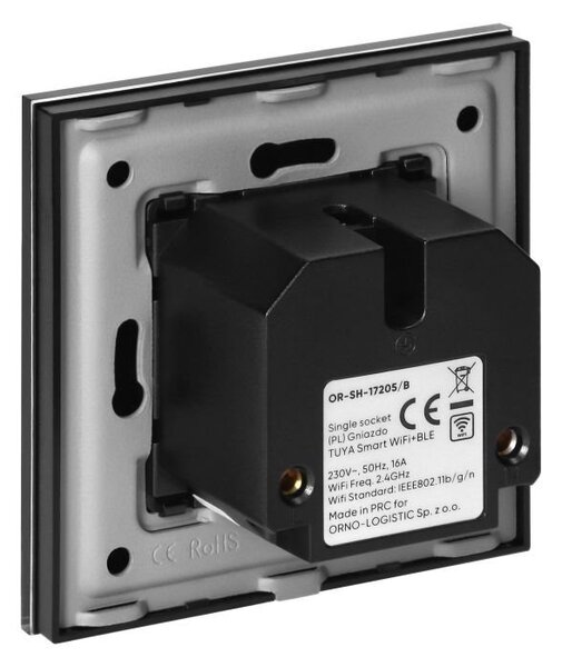 Chytrá zásuvka s TUYA ORNO OR-SH-17205/B Smart Home, černá pod omítku