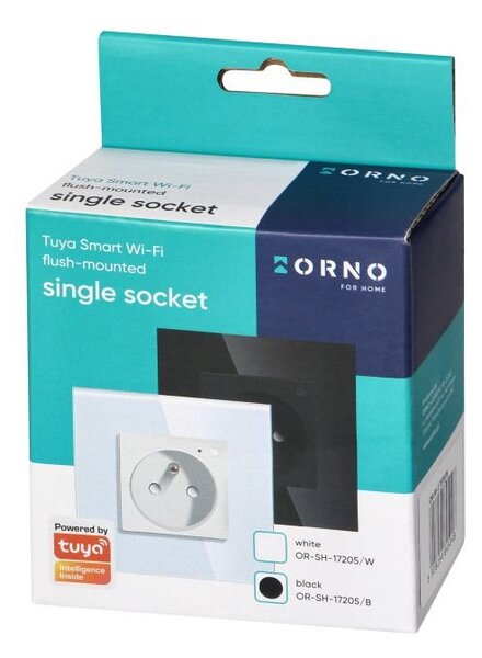 Chytrá zásuvka s TUYA ORNO OR-SH-17205/B Smart Home, černá pod omítku