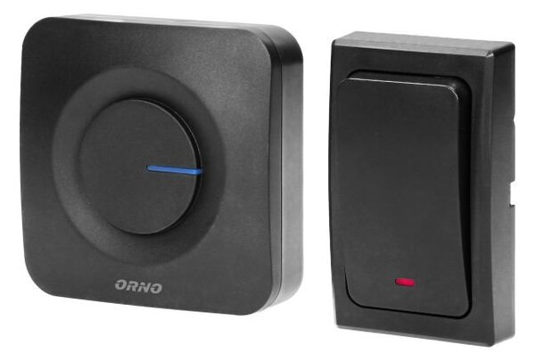 Bezdrátový zvonek 2x přijímač + 1x tlačítko ORNO OR-DB-MT-165, dosah až 200m, černá
