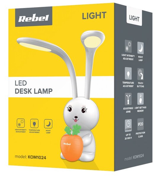 Stolní lampa dětská s regulací REBEL KOM1024, králík