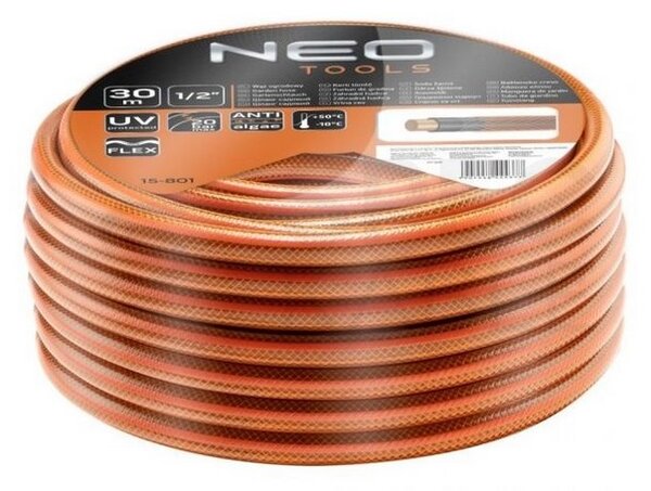 Zahradní hadice NEO 1/2" oranžová, 4vrstvá, 20 barů, Economic 30m